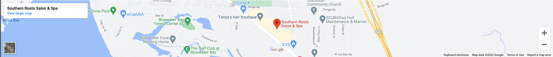 A map of the location of southern room salon & spa.